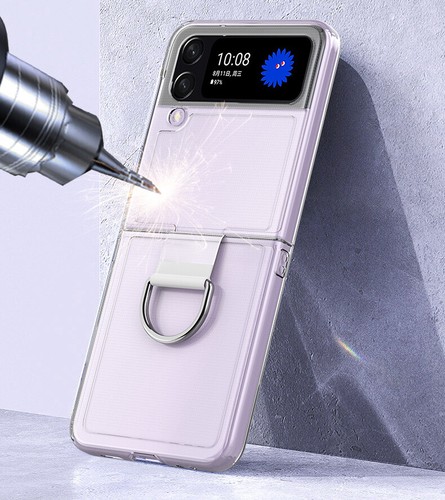 For Samsung Galaxy Z Flip 4 Clear Shockproof PC Phone Case Ring Holder Cover - Picture 3 of 10