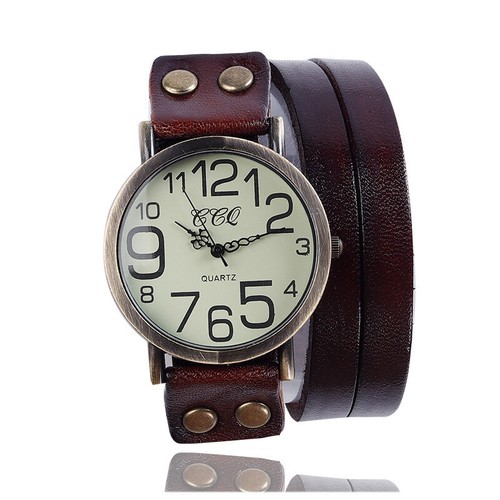 Men's Womens Retro Leather Strap Quartz Wrist Watch Twisted Bracelet Bangle Cuff - Picture 11 of 12