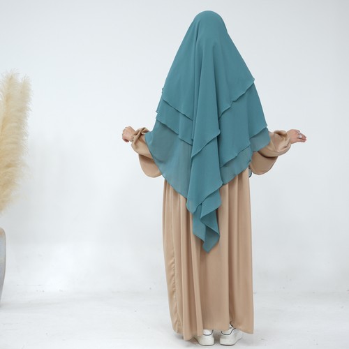3 Layer Khimar Overhead Prayer Hijab Scarf Muslim Niqab Robe Nikab Abaya Ramadan - Picture 44 of 63