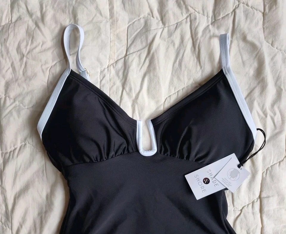 Maiô feminino Shade & Shore peça única tamanho XS fio U perna alta novo com etiquetas - Imagem 2 de 4