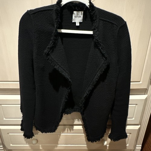 Nic+zoe fringe mix knit jacket small black NEW - Picture 4 of 6