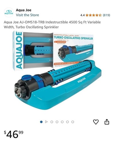 Aqua Joe SJI-OMS18 unverwüstlicher oszillierender Regner mit Metallbasis