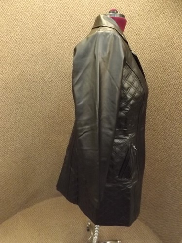 Jessica London NEW NWT Black Genuine Leather Figure Fit Classy A-Line Jacket 16 - Picture 3 of 8