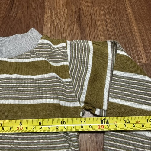 Vintage 70s 80s Green Striped Retro T Shirt Size 6 Long Sleeve - Picture 7 of 9