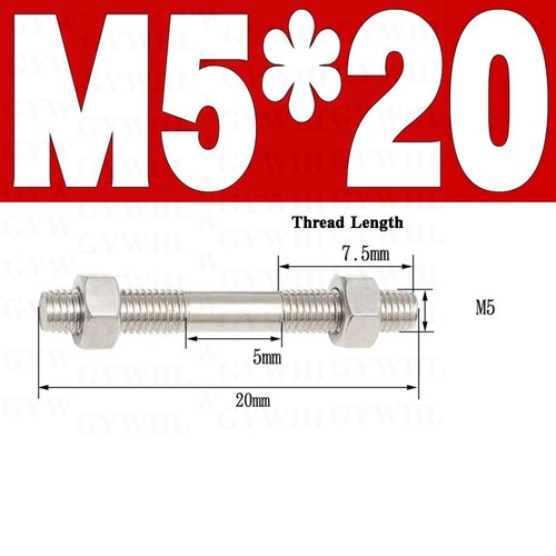 M3-M20 Double End Threaded Stud Bar Rod Bolts Screws With Hex Nuts A2 Stainless - Picture 51 of 254