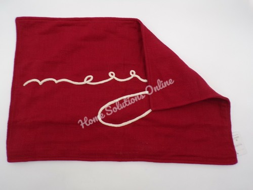 Pottery Barn Merry Lumbar Cotton Embroidered Pillow Cover 16 x 26" Red #C21 - Picture 2 of 4