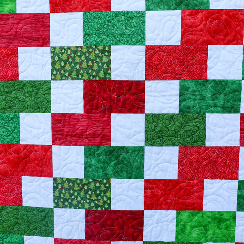 Kit de edredón de ladrillo feliz Navidad patrón de tela, encuadernación y respaldo incluidos - Imagen 4 de 7