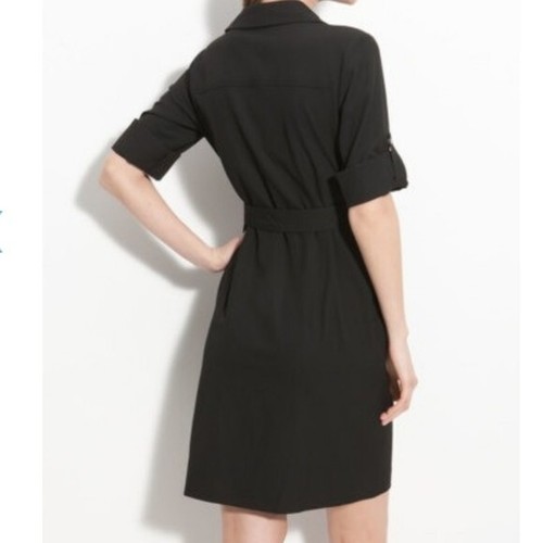 MICHAEL Michael Kors Black Belted Roll Tab Sleeve Utility Shirt dress XL - Picture 5 of 17