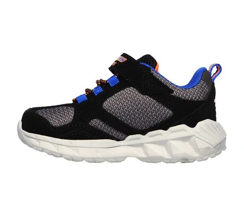UNISEX KIDS SKECHERS TRAINERS TURBO FLASHING LIGHT UP INFANT SIZE 4 Orange Black - Picture 2 of 7