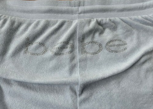 Telo mare Bebe logo strass Terry Joggers taglia XL blu pallido sport stile y2k - Foto 3 di 9