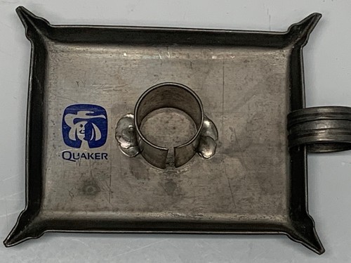 Vintage Quaker Oats Advertising Silver Tone Tin Candle Stick Holder 4.5” - Picture 2 of 6