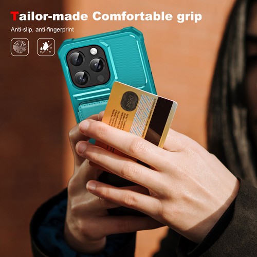 Custodia posteriore in pelle con slot per carte di credito antiurto per Apple iPhone - Foto 21 di 59