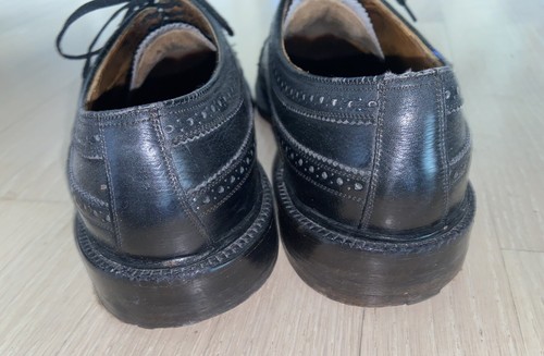 Vintage Florsheim Imperial Black Longwing Men's Shoe 92604 V Cleat 9.5 C Wingtip - Picture 9 of 14