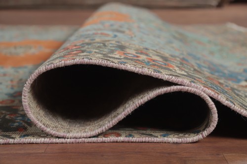 Over-Dyed Orange Wool Floral Living Room Area Rug Vintage Traditional Rug 7x10 - Bild 11 von 19