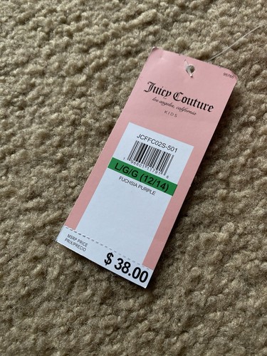 Juicy Couture- Girls Youth Jogger Pants Size- Bright Pink- 12/14 NEW - Picture 2 of 2