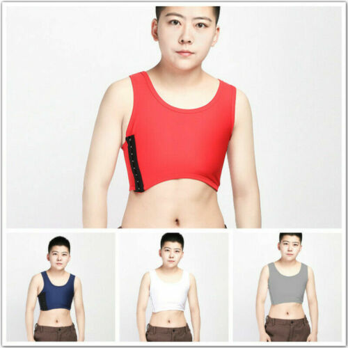 Tomboy Lesbian Chest Binder Mesh Undershirt Breathable Short Tank Top Vest Navy - Picture 4 of 16