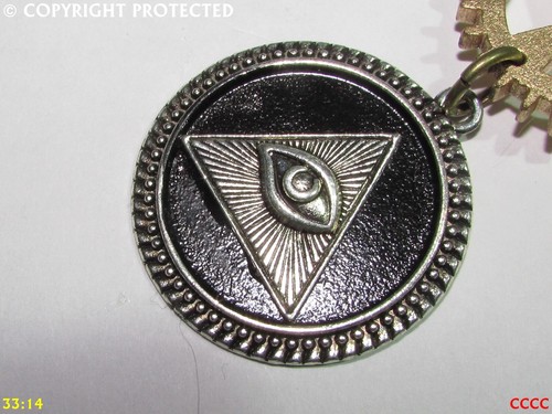 Steampunk Medal pin brooch Illuminati Eye of Providence triangle pyramid #SY16 - Picture 5 of 5