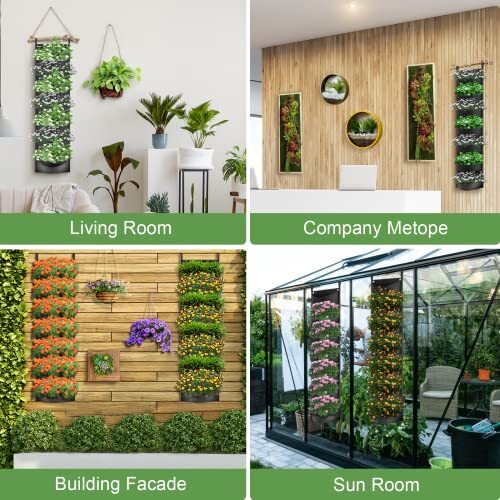 Hanging Vertical Wall Planter 7 Pockets Upgraded Deeper Waterproof Herb - Picture 5 of 6