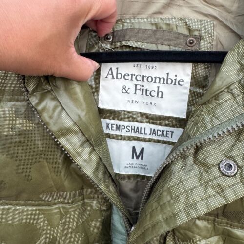 Abercrombie & Fitch Men’s Kempshall Down Jacket Puffer Medium Army Full Zip - Picture 3 of 9