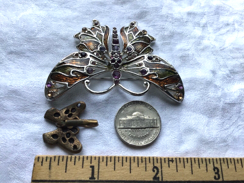 Butterfly Pins Pendants Collection 16 Pcs. Enamels, Glitzy Stones Signed Costume - Picture 10 of 10