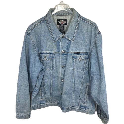 Harley Davidson Jeansjacke Herren Gr. XXL Blau Biker Motorrad Logo Robust