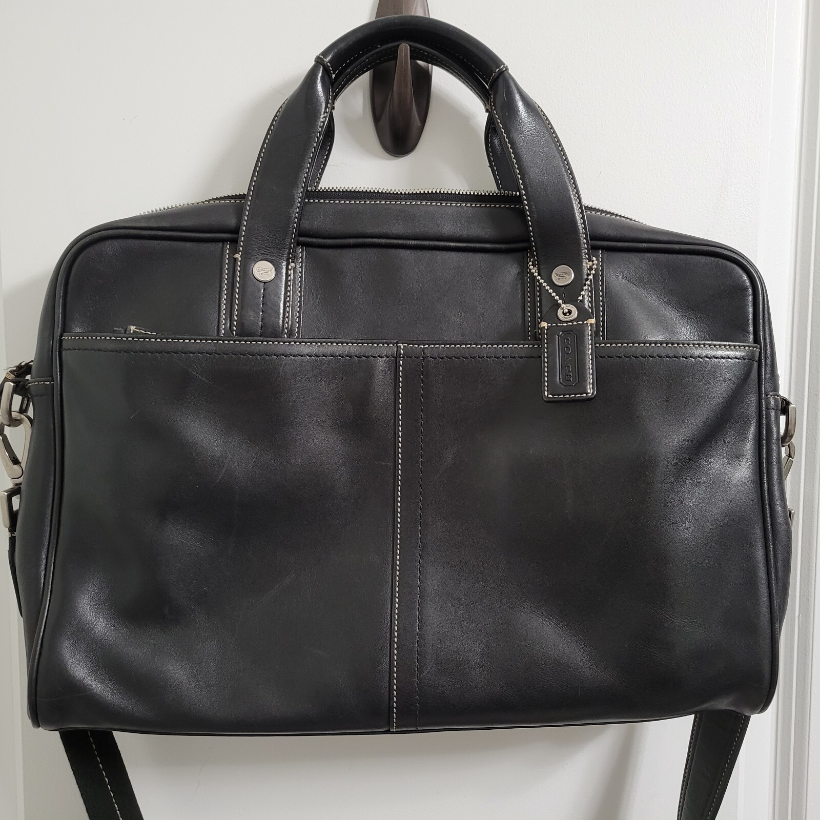 Vintage Coach Soft Sided Black Leather Briefcase Mess… Gem