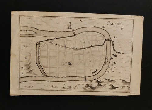 ANCIENT ORIGINAL ENGRAVING CARTE MAP CAHORS XVII SEC. FRANCE - Picture 1 of 2