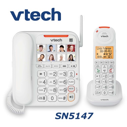 Vtech Careline Amplified Corded 3 Cordless Phone Big Button Photo Dial 90db Loud - Picture 3 of 6