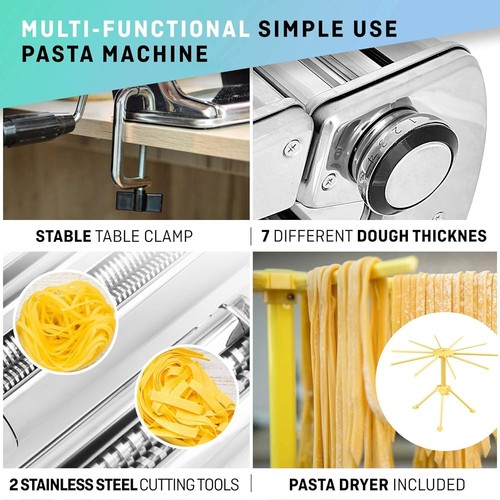 Multi-Pasta Maker with Cutter and Dryer - Home Pasta Machine for Authentic Taste - Picture 5 of 12
