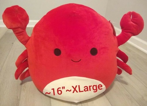 New XL 16" Squishmallow Carlos Red Crab Sealife Authentic Kellytoy Plush