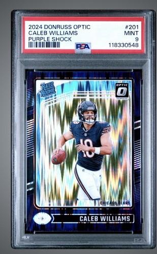 2024 Panini Donruss Optic Caleb Williams Purple Shock Rated Rookie Prizm PSA 9