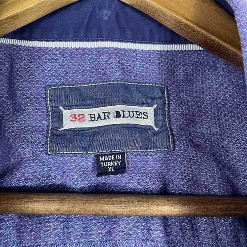 Camisa 32 Bar Azul Para Hombres XL Púrpura Mezcla de Lino Abotonada Informal Manga Corta - Imagen 4 de 13