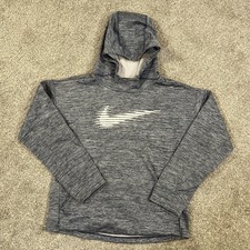 Nike Dri-Fit Therma Hoodie Youth 14-16 L Blue Heather Pullover Training Running