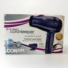 New Conair Hair Dryer 1875 Watt Cord Keeper Folding Handle & Retractable Cord