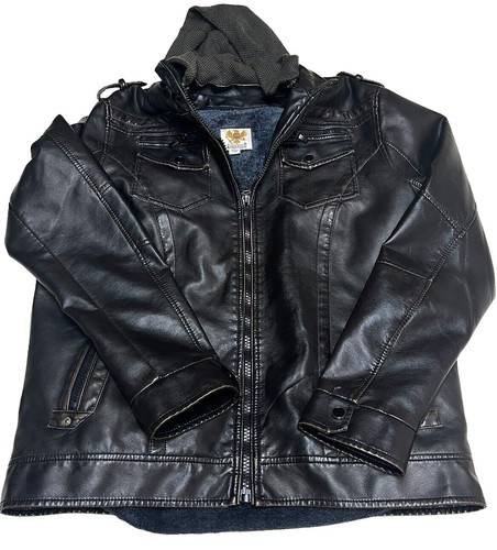 Chaqueta coleccionable Ameri Mode marrón de cuero PU grande EE. UU. con Rem. Capucha y forro Wm - Imagen 18 de 18