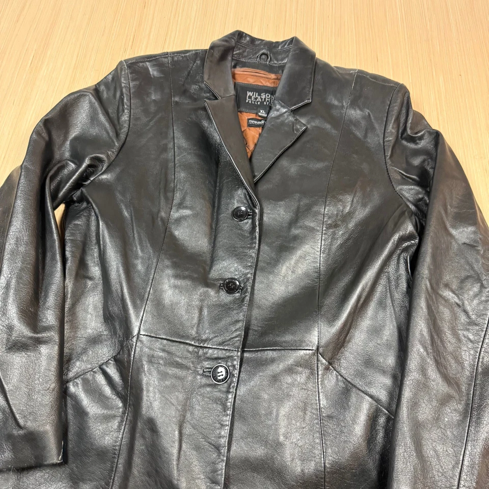 Chaqueta de cuero Wilson Pelle Studio gabardina XL vintage y2k thinsulate gótico Foto 3 de 4