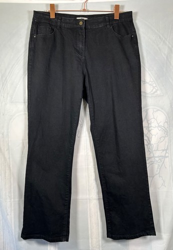 TU black stretchy cotton denim high-waist straight-leg jeans, size 16 S