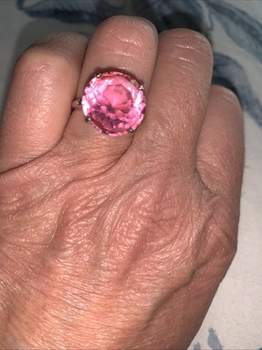 Vintage Sterling Silver 925 Estate Ring Size 7.5 pink stone Large Chunky - Picture 5 of 9
