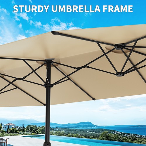 15FT Large Patio Umbrella with Cross Base Outdoor Double-Sided Market Umbrella - Picture 7 of 36