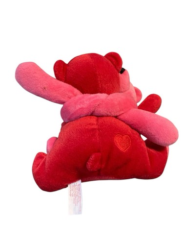 Paar Vintage Russ umarmende Bären rosa rot Plüschtier Stofftier 5 Zoll lange Arme zum Binden Liebe - Bild 4 von 8