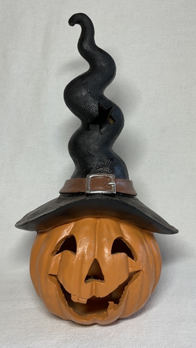 Ghoulish Halloween Light Up Jack O' Lantern Hexenhut Figur Neu mit Etikett
