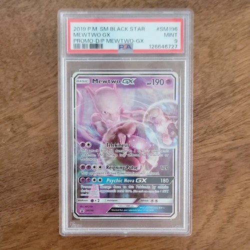 Pokémon Mewtwo GX SM Black Star Promo SM196 Holo PSA 9 2019 English TCG
