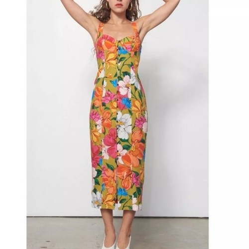 MARA HOFFMAN grün mehrjährig Blumendruck Bustier Knopf Angelica Kleid Größe 8 - Bild 2 von 15