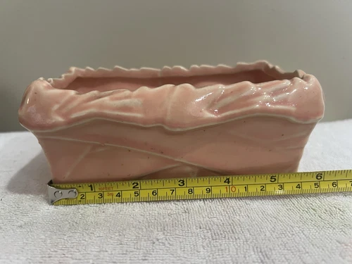 Vintage McCoy Peachy Pink Ivy Strap Rectangular Pottery Planter