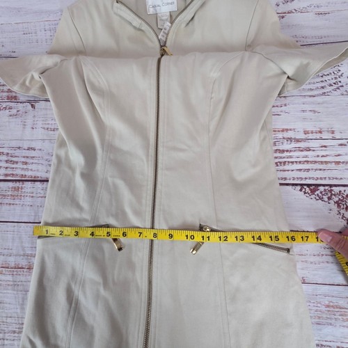 New Casual Corner Mini Shirt Dress 8 Deadstock Zip Pocket Neutral Timeless NWT - Bild 11 von 15