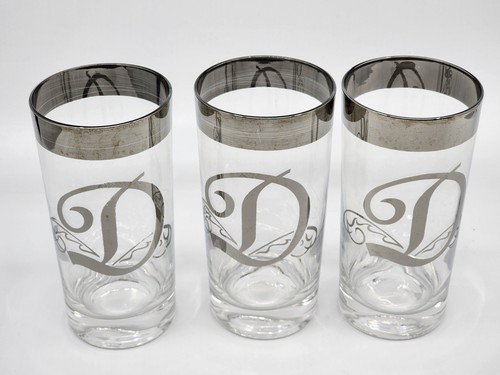 3 DOROTHY THORPE Style SILVER MONOGRAM INITIAL " D " Queens Lusterware Highball - Picture 2 of 6
