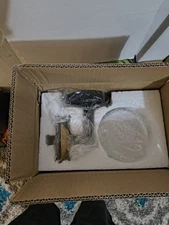 Single Light Wall Lantern Sconce Gold & Matte Black White Globe Cover NOB