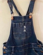 Girls Size 8 Blue Jean Overalls By Justice, Distressed