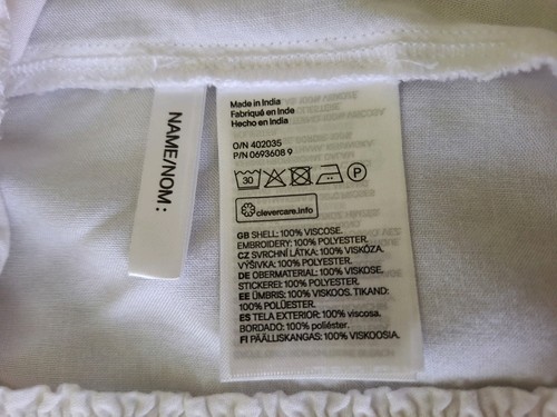 H&M White Of The Shoulder Embroidered Top Elastic Waist Blouse Girls Size 11-12y - Picture 7 of 7