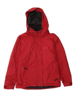 JACK WOLFSKIN Womens Hooded Windbreaker Jacket UK 18/20 XL Red Polyester CX08